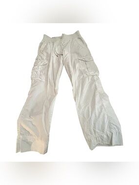James Perse White Seersucker Cargo Pants
